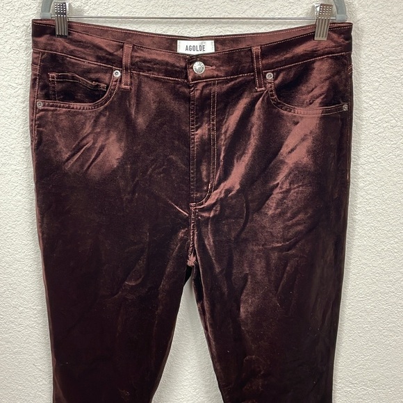 New Agolde Nico High Rise Slim Boot Pants in Chocolate Milk Velvet Sz 32 - Picture 5 of 14
